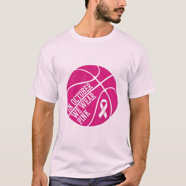 Camiseta Em outubro, Vestimos Cancer de basquete rosa (Frente)