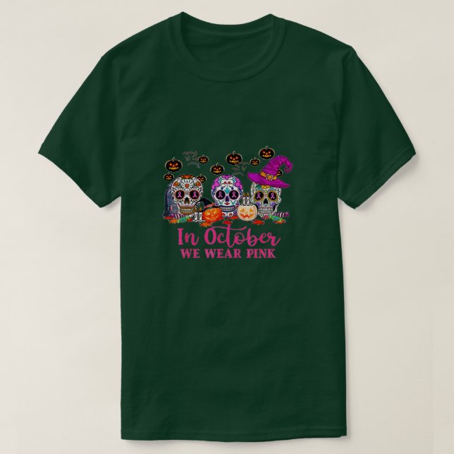 Camiseta Em outubro, Vestimos Cancer De Mama De Açúcar Rosa (Frente do Design)