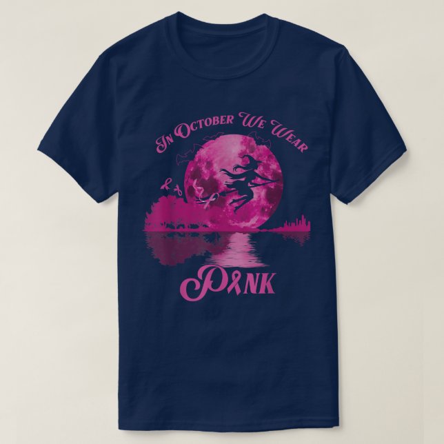 Camiseta Em outubro, Vestimos Cancer De Mama De Bruxa Engra (Frente do Design)