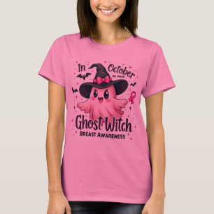 Camiseta Em outubro Vestimos Cancer de Mama de Bruxas Fanta