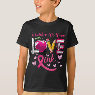 Camiseta Em outubro, Vestimos Cancer de mama de professor d