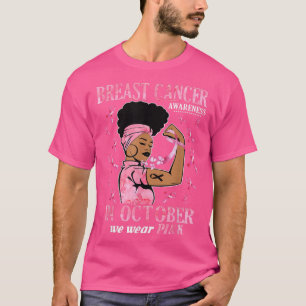 Camiseta Em outubro, Vestimos Cancer de mama preto-rosa