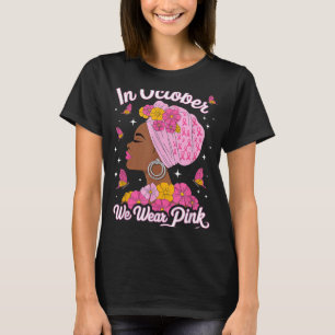 Camiseta Em outubro, Vestimos Cancer de mama preto-rosa