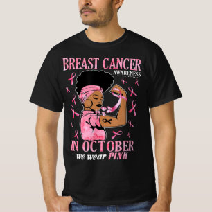 Camiseta Em outubro, Vestimos Cancer de mama preto-rosa