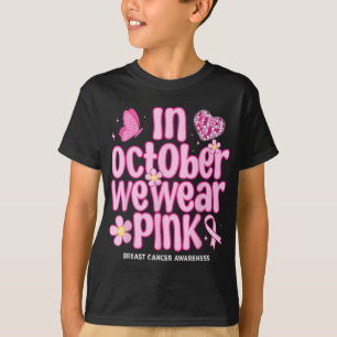 Camiseta Em outubro Vestimos Cancer De Mama Retro-Disco Ros
