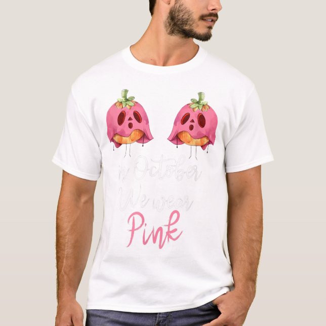 Camiseta Em outubro, Vestimos Cancer De Mama Rosa (Frente)