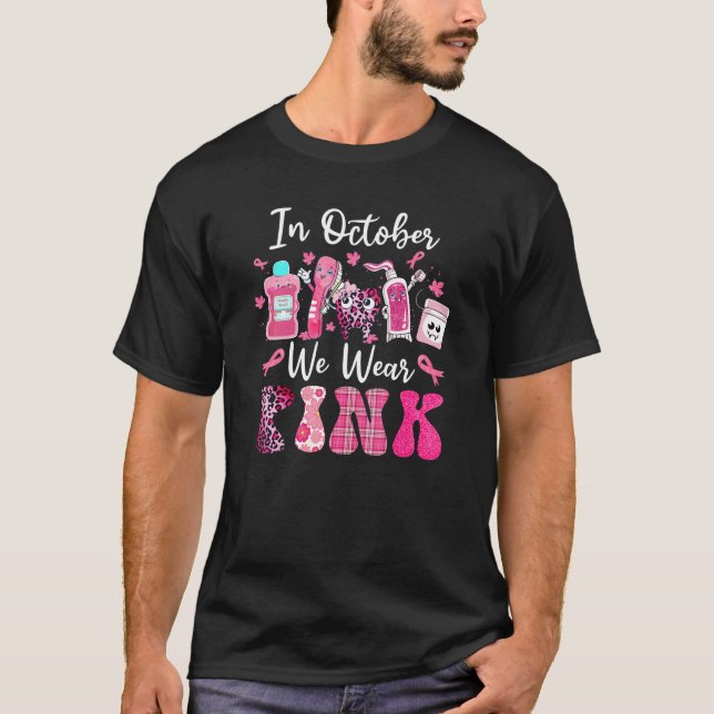 Camiseta Em outubro, Vestimos Cancer dentário rosa dos dent (Frente)
