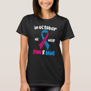 Camiseta Em Outubro Vestimos Crianças De Gravidez Rosa E Az