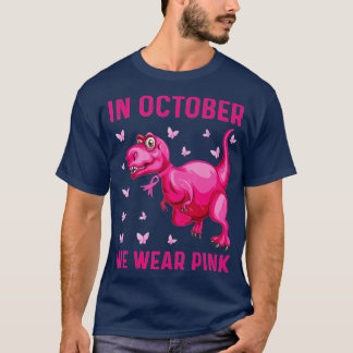Camiseta Em outubro Vestimos Dinossauro Rosa