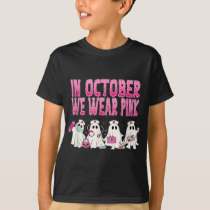 Camiseta Em outubro, Vestimos Enfermeira Cor-de-Rosa, Cance