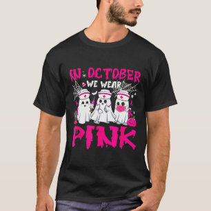 Camiseta Em outubro Vestimos Enfermeira Rosa Ghost Hallowee