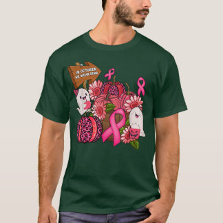Camiseta Em outubro Vestimos Fantasmas Rosa Leopard Pumpkin