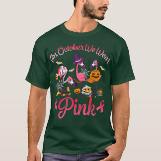 Camiseta Em outubro, Vestimos Festa Rosa De Halloween Flami