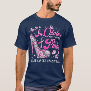 Camiseta Em outubro, Vestimos Fita Cor-de-rosa Alto Calçado