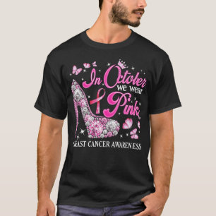 Camiseta Em outubro, Vestimos Fita Cor-de-rosa Alto Calçado