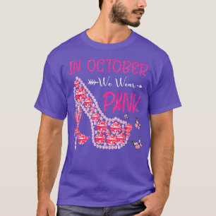 Camiseta Em outubro, Vestimos Fita Rosa Fita De Alto Calço