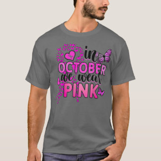 Camiseta Em outubro Vestimos Fita Rosa Fita Fita Fita Fita 