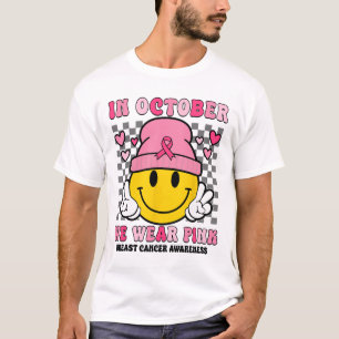 Camiseta Em outubro Vestimos Fita Rosa Ghost Halloween Bre