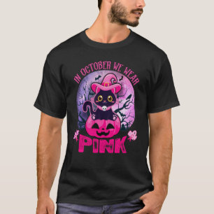 Camiseta Em outubro, Vestimos Gatos Pretos Rosa, Gatos Pret