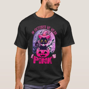 Camiseta Em outubro, Vestimos Gatos Pretos Rosa, Gatos Pret