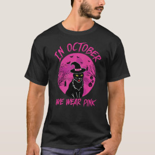 Camiseta Em outubro Vestimos Gatos Rosa Que Gato Negro Assa