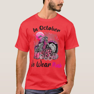 Camiseta Em outubro, Vestimos O Cancer B da moto cor-de-ros