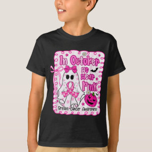 Camiseta Em outubro, Vestimos o Cancer de Mama Rosa Fantasm