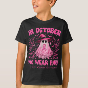 Camiseta Em outubro, Vestimos o Cancer de Mama Rosa Fantasm