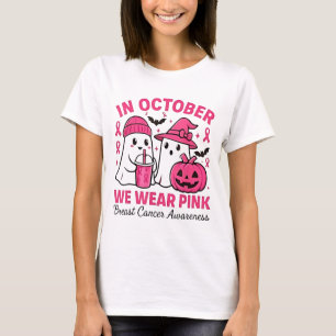 Camiseta Em outubro, Vestimos o Cancer de Mama Rosa Fantasm