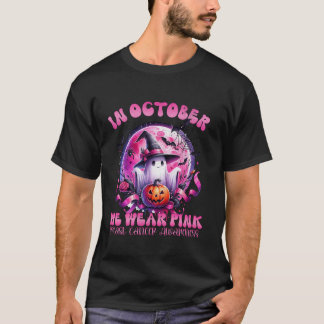 Camiseta Em outubro, Vestimos O Cancer De Mama Rosa Ghost B