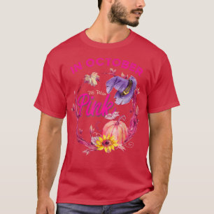 Camiseta Em outubro, Vestimos O Cancer De Mama Rosa-Pumpkin