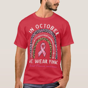 Camiseta Em outubro Vestimos o Cancer-mama rosa-leopardo em