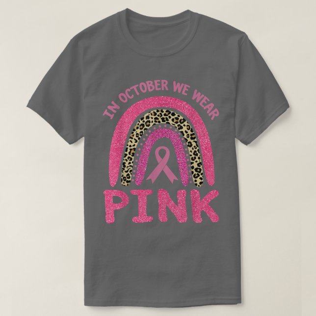 Camiseta Em outubro Vestimos o Cancer-mama rosa-leopardo em (Frente do Design)