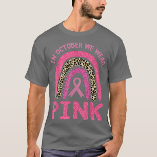 Camiseta Em outubro Vestimos o Cancer-mama rosa-leopardo em