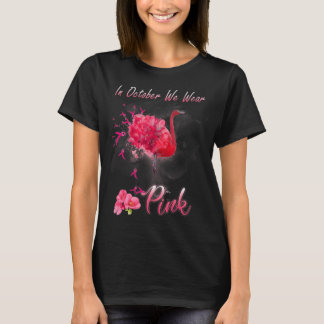 Camiseta Em outubro, Vestimos o Cancer rosa Flamingo Awa