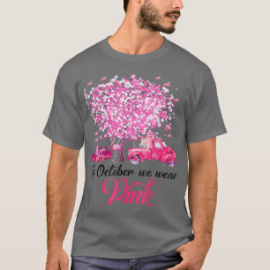 Camiseta Em outubro, Vestimos o Cancer rosa Flamingo Awa