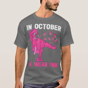 Camiseta Em outubro Vestimos O Cancer Rosa Tre Dino Kid