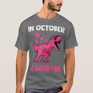Camiseta Em outubro Vestimos O Cancer Rosa Tre Dino Kid