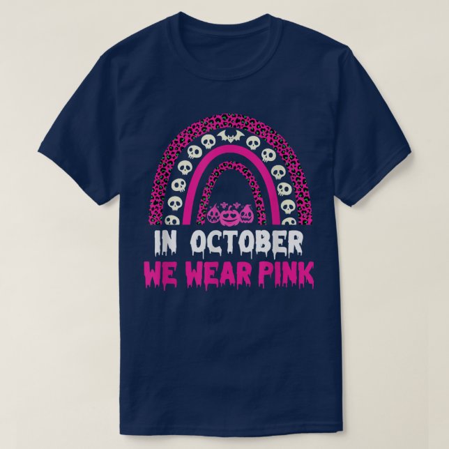 Camiseta Em outubro, Vestimos O Pink Breu Cancer Pumpkin Ha (Frente do Design)