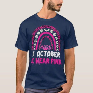 Camiseta Em outubro, Vestimos O Pink Breu Cancer Pumpkin Ha