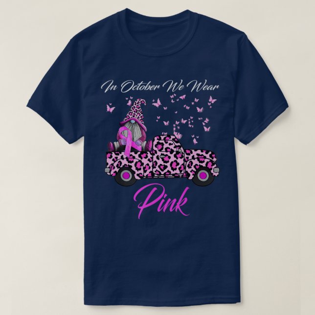 Camiseta Em outubro, Vestimos Pink Leopard Gnomo Mama de Ca (Frente do Design)
