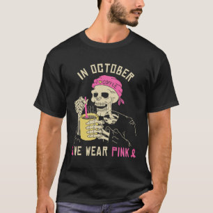 Camiseta Em outubro, Vestimos Pink Skeleton Halloween Beben