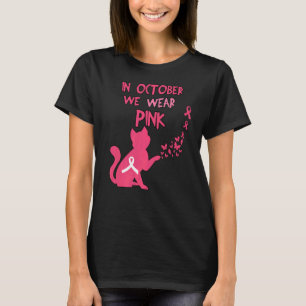 Camiseta Em outubro, Vestimos Prêmio de Mama de Gato Rosa
