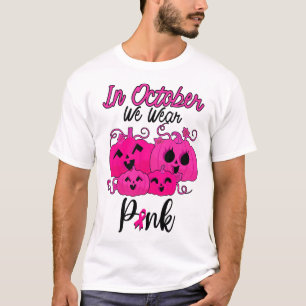Camiseta Em outubro Vestimos Pumpkin De Cancer De Mama Rosa