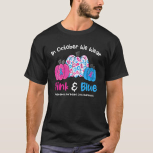 Camiseta Em outubro, Vestimos Pumpkin Rosa E Azul Gravidez