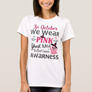 Camiseta Em outubro Vestimos Rosa: Cancer de Mama de Bruxas