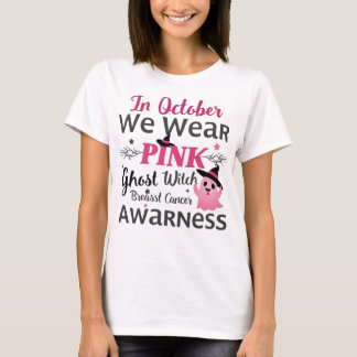 Camiseta Em outubro Vestimos Rosa: Cancer de Mama de Bruxas
