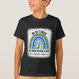 Camiseta Em outubro Vestimos Síndrome A Amarelo-Azul