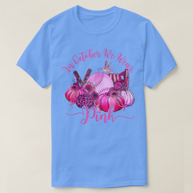 Camiseta Em outubro Vestimos Uma Queda De Abóbora De Cancer (Frente do Design)