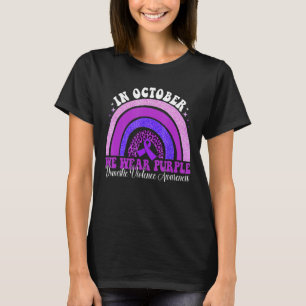 Camiseta Em outubro Vestimos Violência Doméstica Roxa Com C